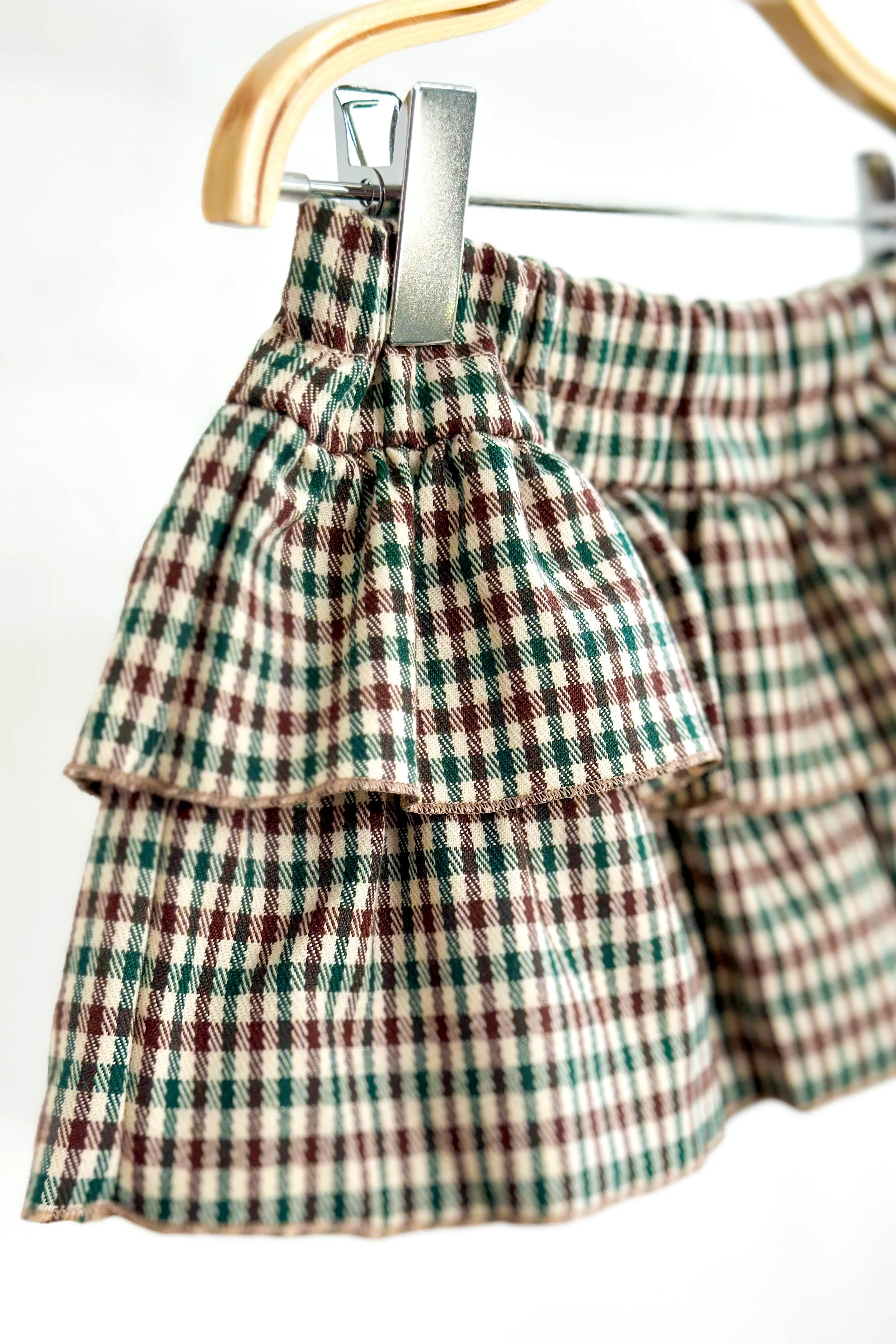 "Mazie" Brown & Green Houndstooth Skort