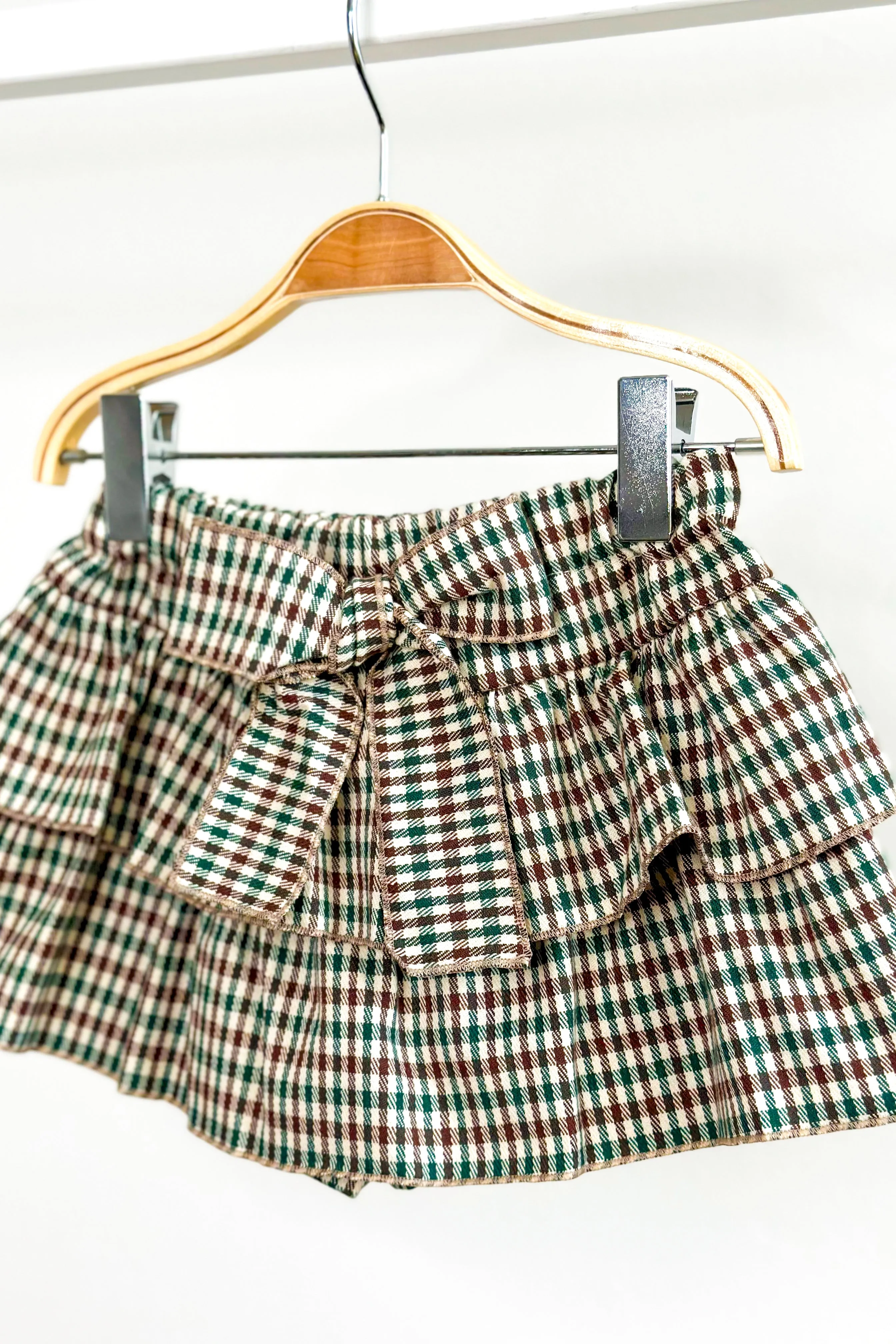 "Mazie" Brown & Green Houndstooth Skort