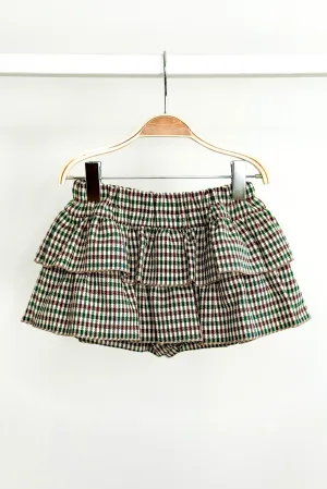 "Mazie" Brown & Green Houndstooth Skort