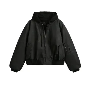 Retro Insulated Flight Jacket with Hoodie