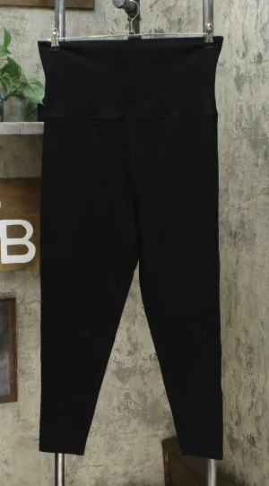Rhonda Shear Women's Cotton Blend Foldover Waist Legging Black Large