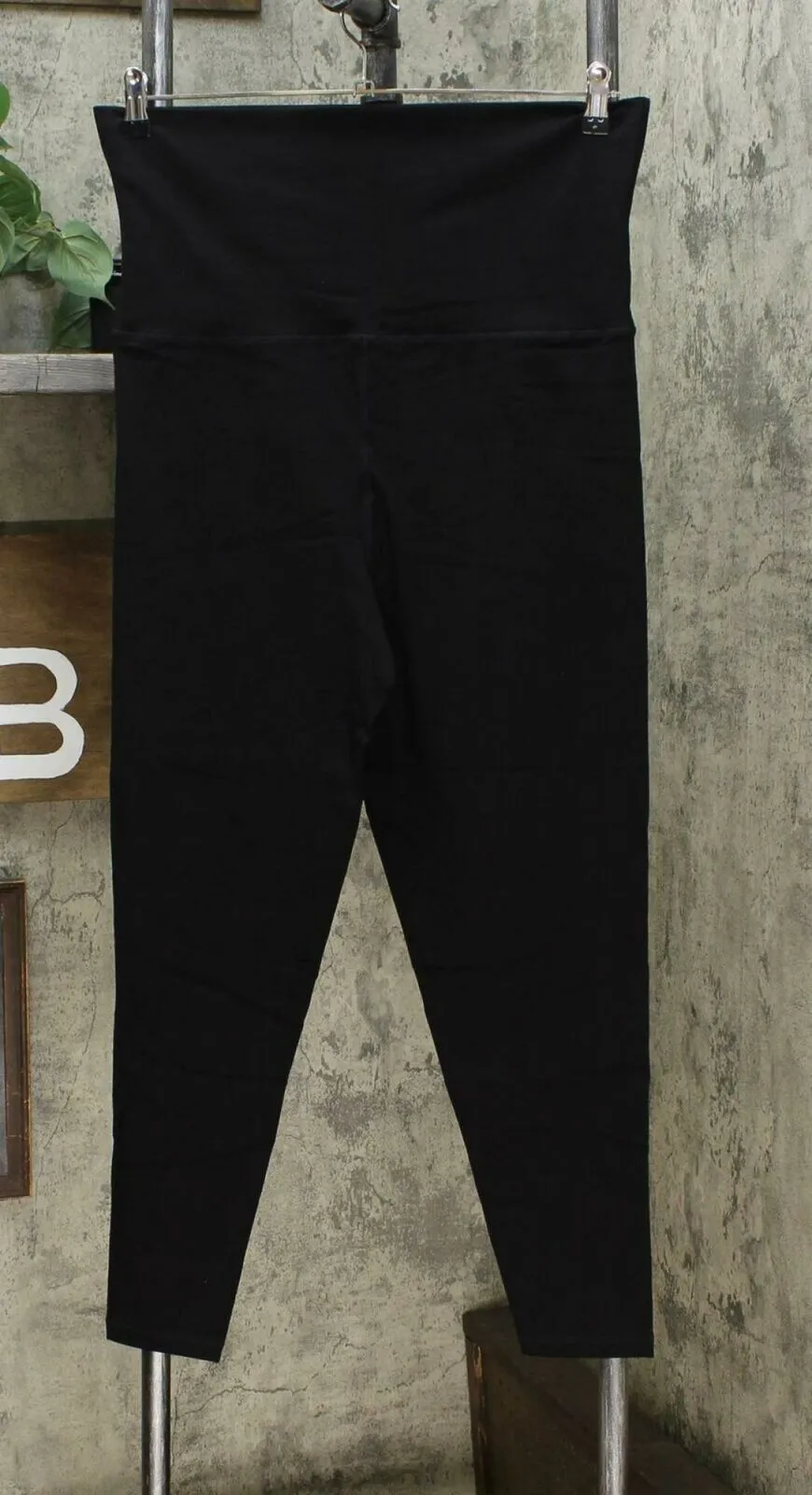 Rhonda Shear Women's Cotton Blend Foldover Waist Legging Black Large