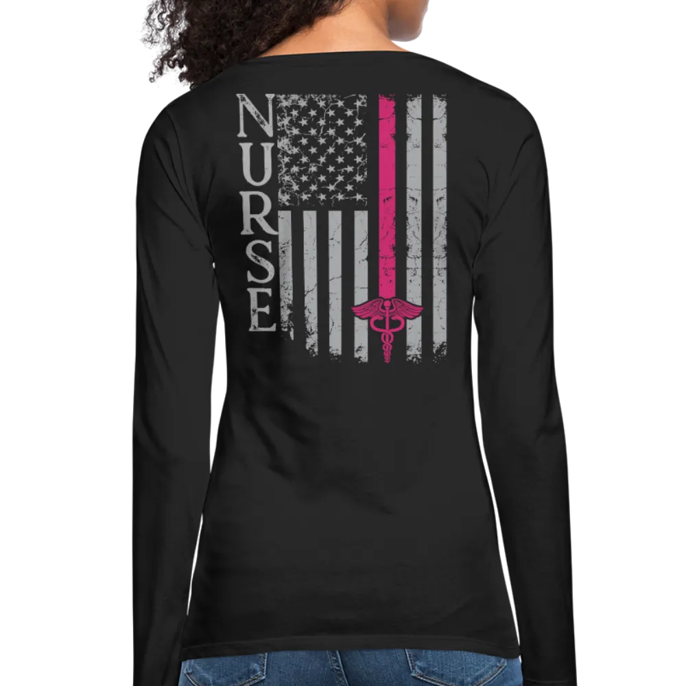 RN Nurse Flag American Nurse Women's Premium Long Sleeve T-Shirt (CK1816)