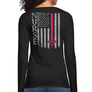 RN Nurse Flag American Nurse Women's Premium Long Sleeve T-Shirt (CK1816)
