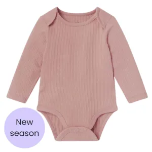 Rose Ribbed Long Sleeve Bodysuit
