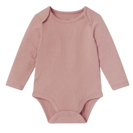 Rose Ribbed Long Sleeve Bodysuit