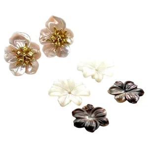 Set of Mother-of-Pearl Earring Jackets with Gold and Yellow Sapphire "Stamens"