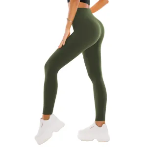 SINOPHANT High Waisted Leggings for Women - Full Length Capri Buttery Soft Yoga Pants for Workout Athletic(Full ArmyGreen,S-M)