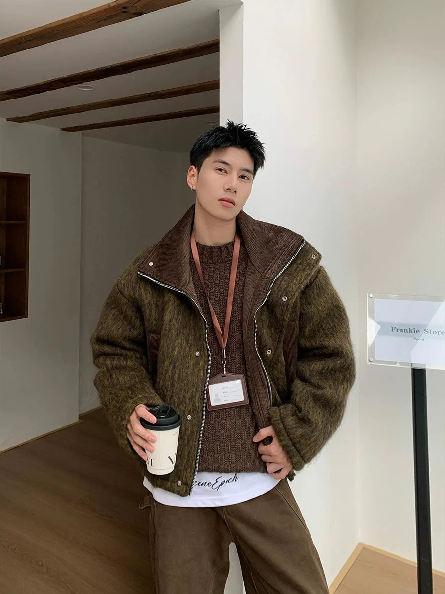 Stand Collar Insulated Quilted Wool Jacket