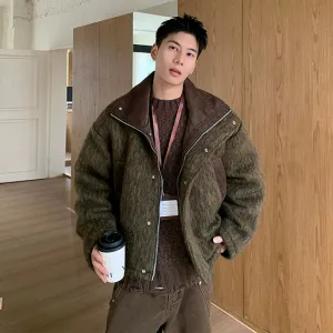 Stand Collar Insulated Quilted Wool Jacket