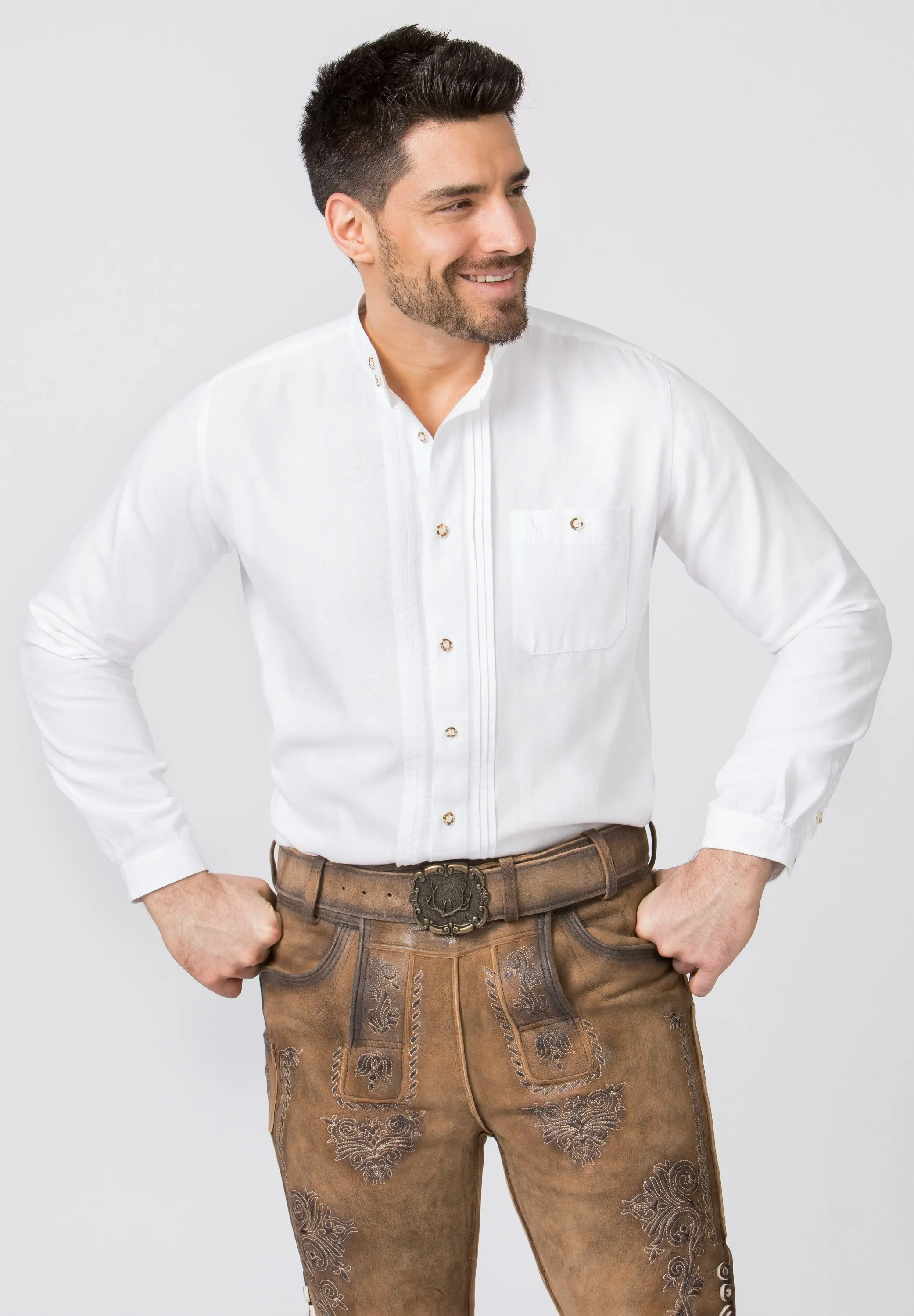 Stockerpoint Traditional "Leon" Weiss Long Sleeve Shirt (closeout)