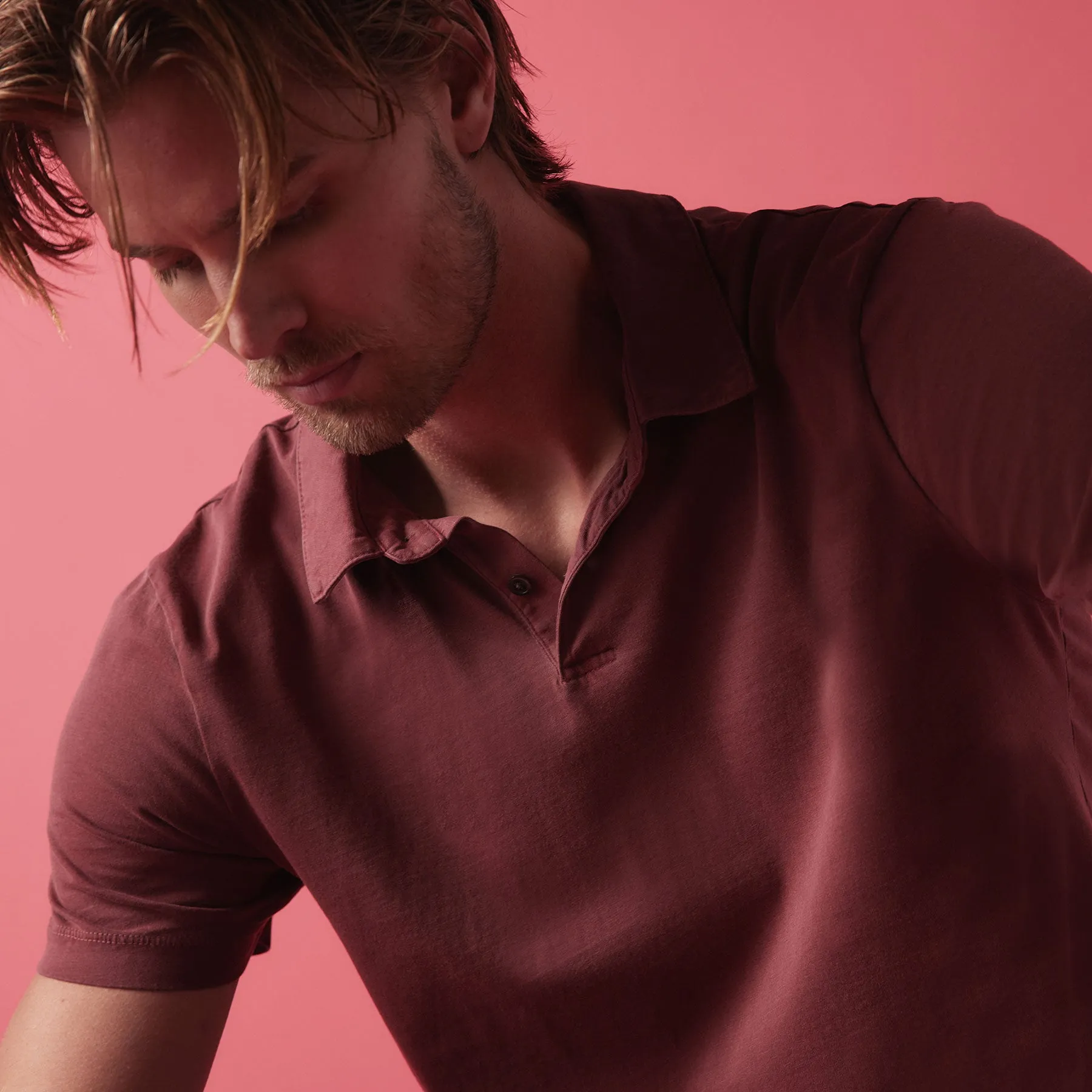 Sueded Jersey Polo - Claret Pigment