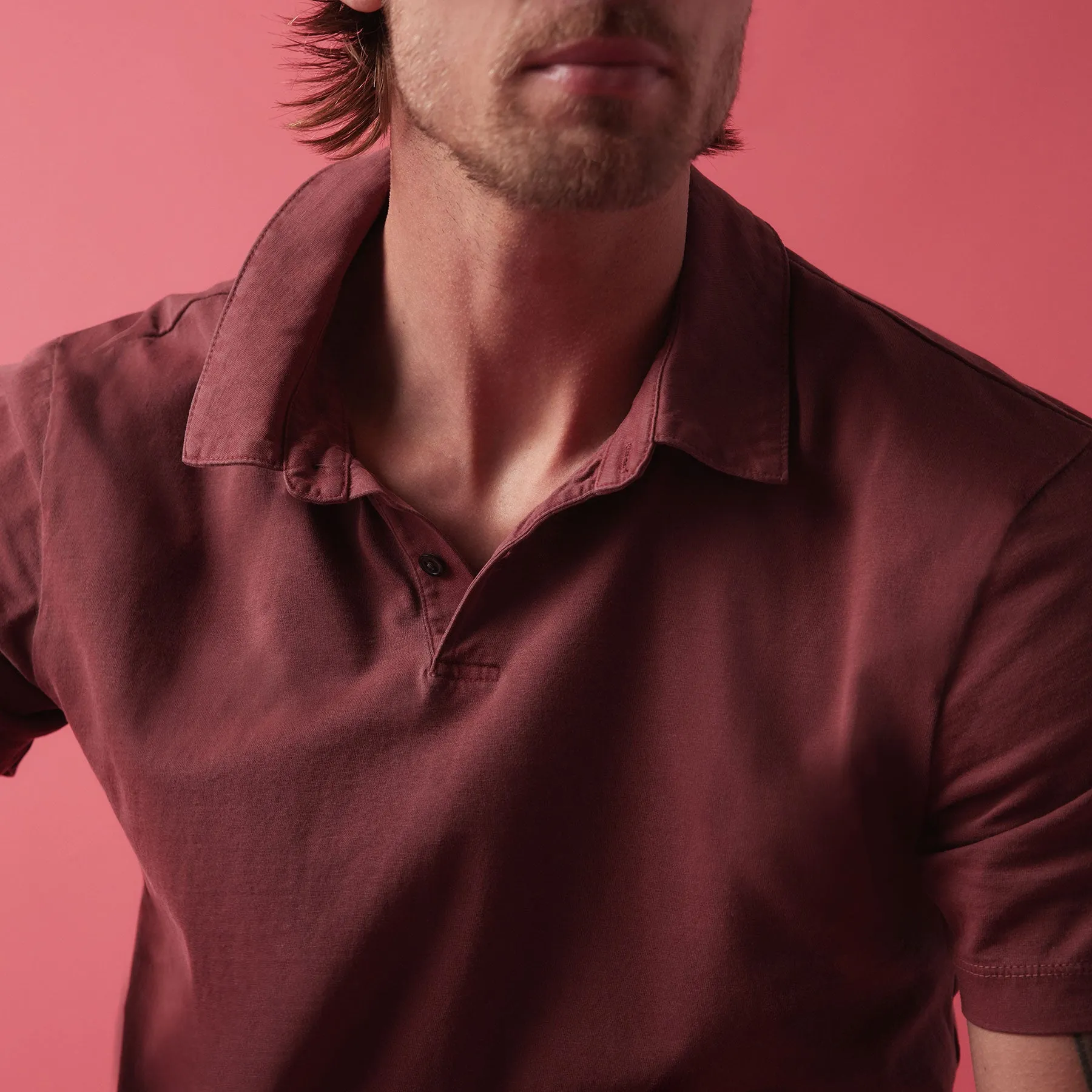 Sueded Jersey Polo - Claret Pigment
