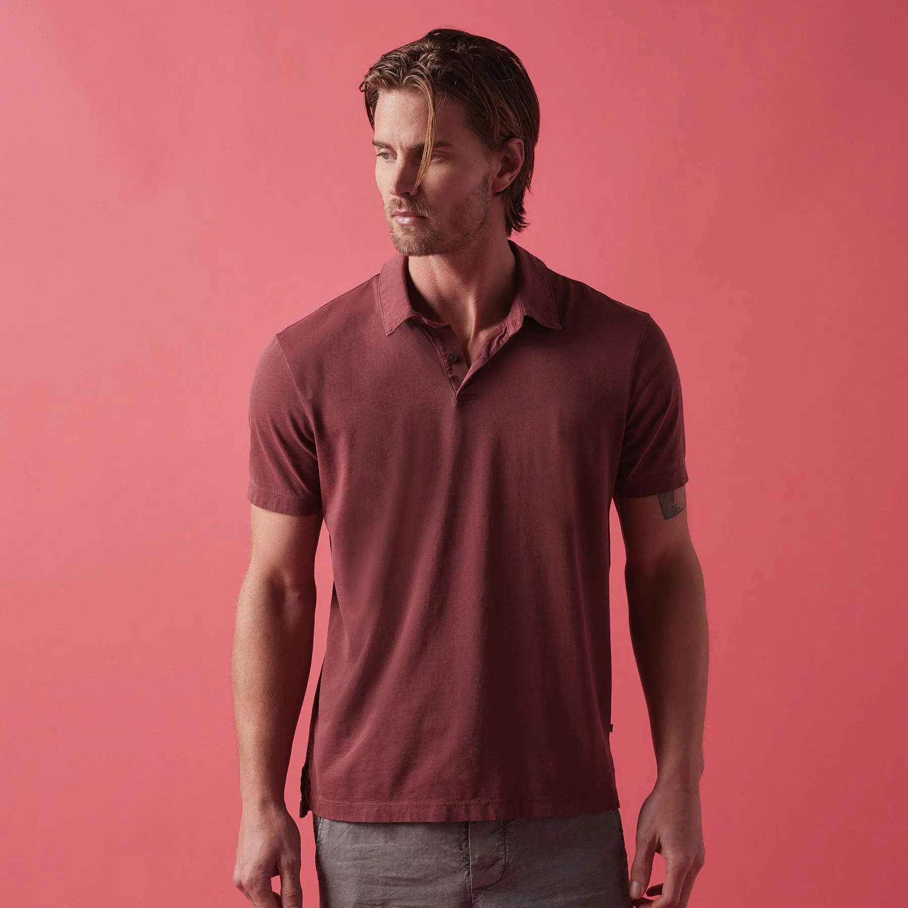Sueded Jersey Polo - Claret Pigment