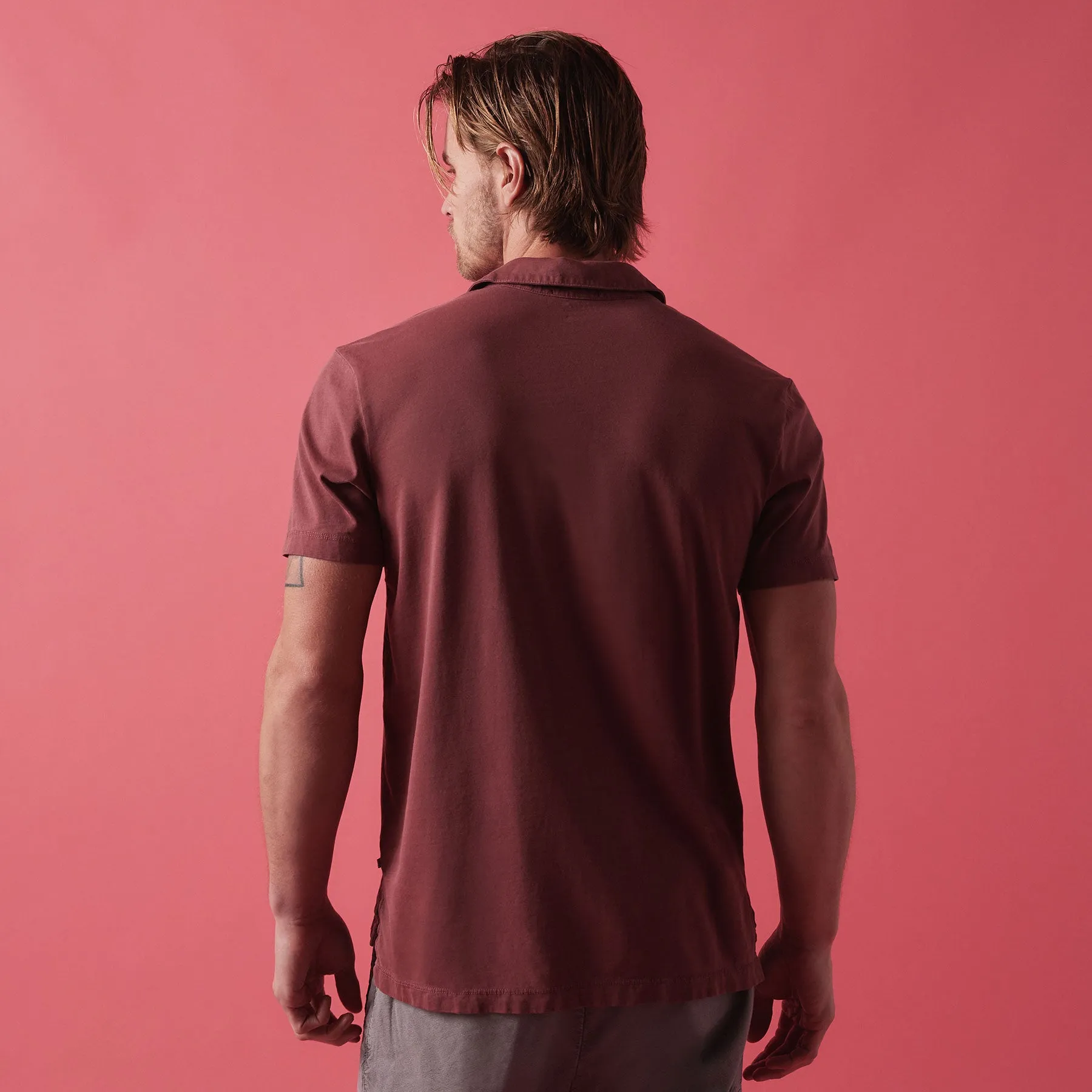 Sueded Jersey Polo - Claret Pigment