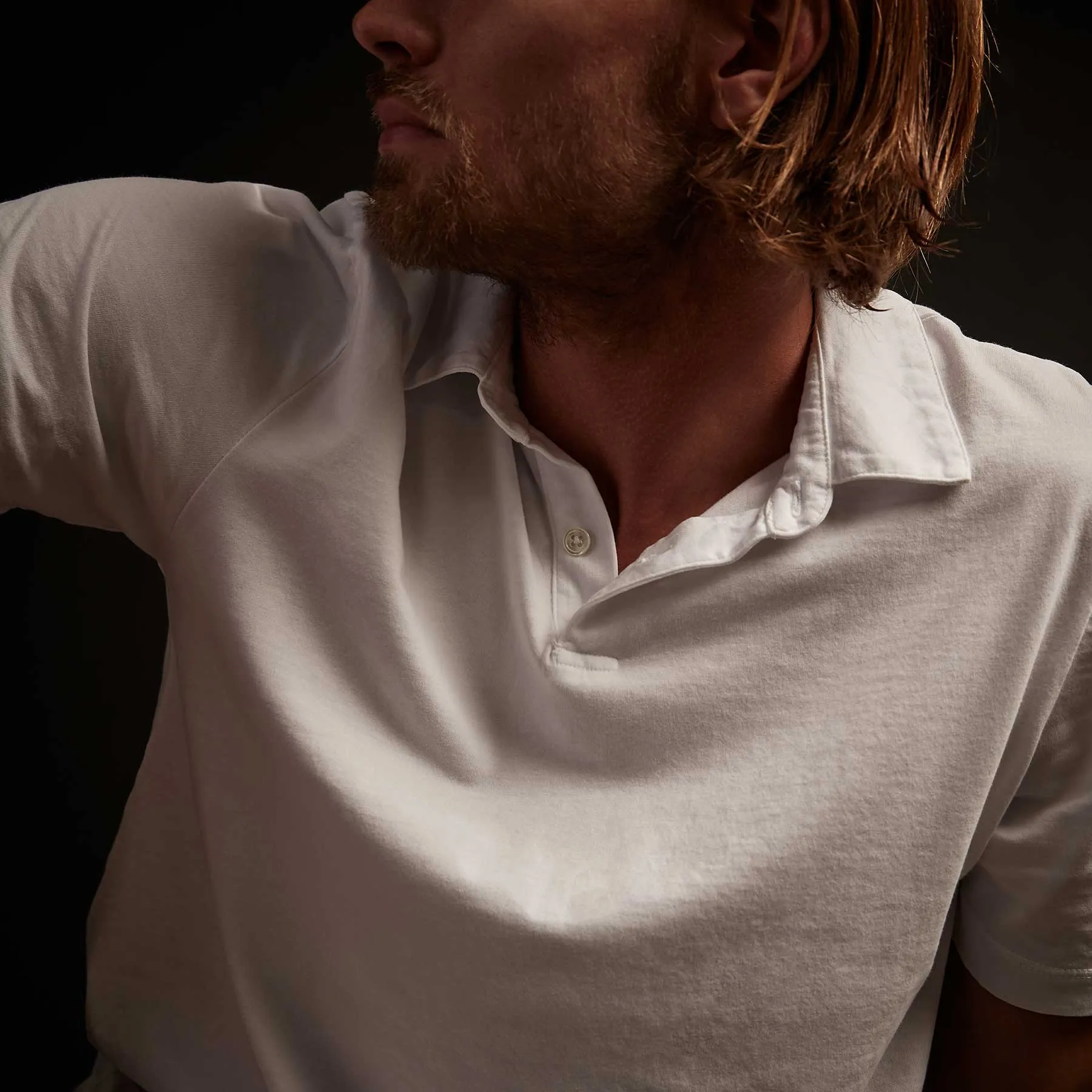 Sueded Jersey Polo - White