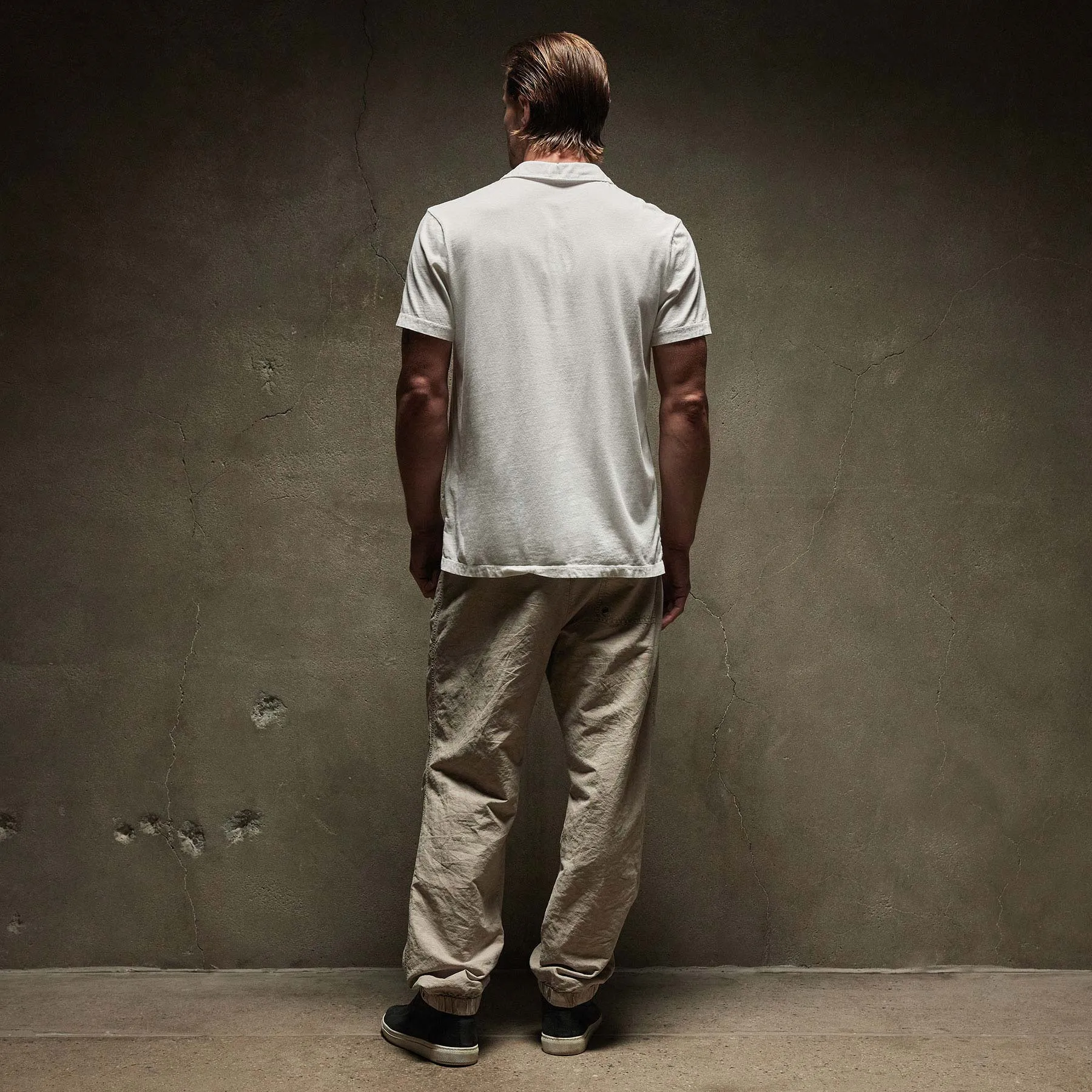 Sueded Jersey Polo - White