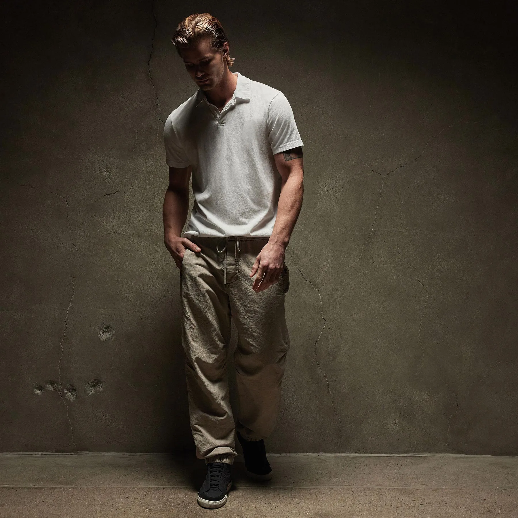 Sueded Jersey Polo - White
