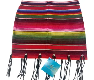 The Wild Wild West-Red Serape Fringed Skirt