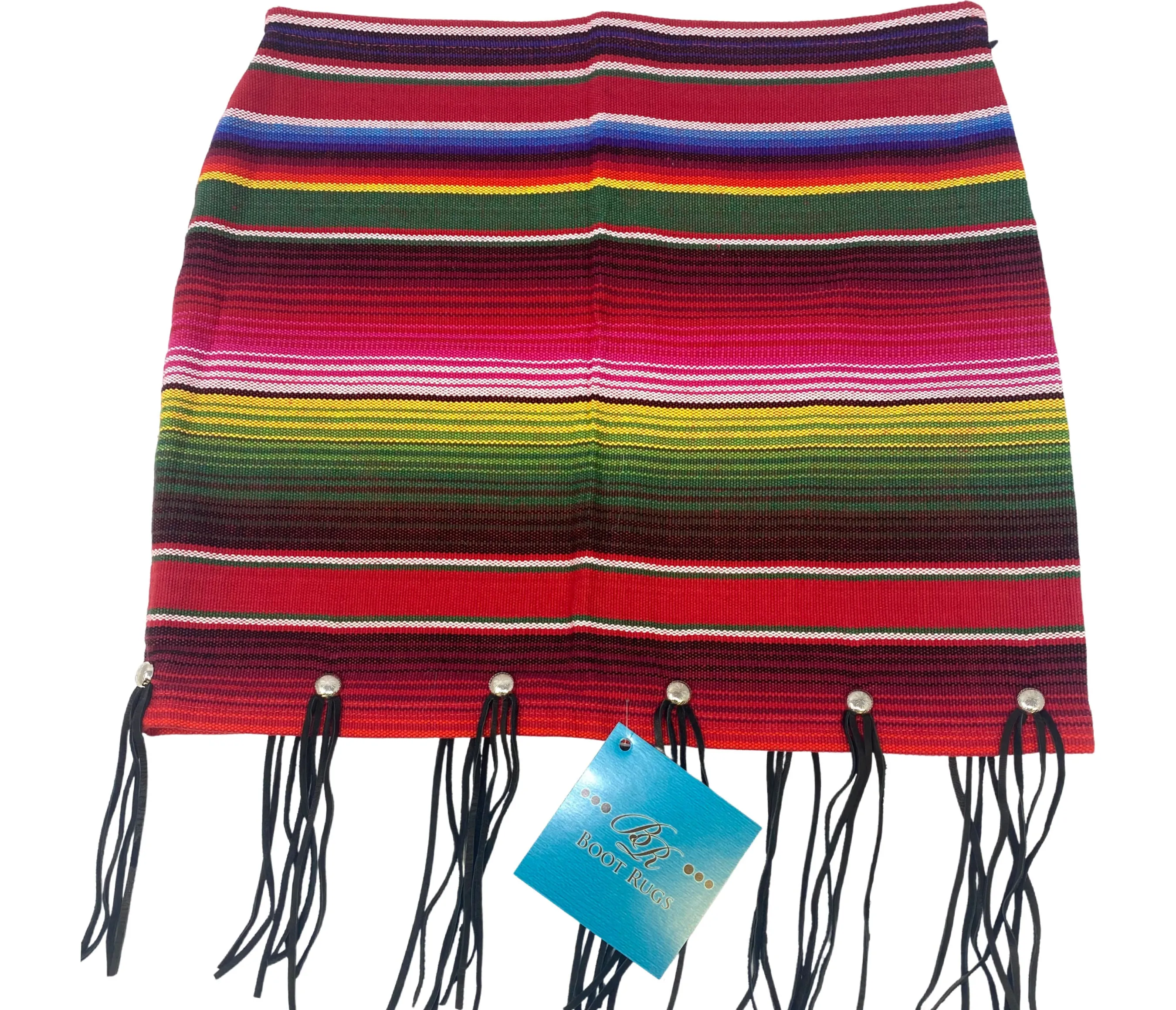 The Wild Wild West-Red Serape Fringed Skirt