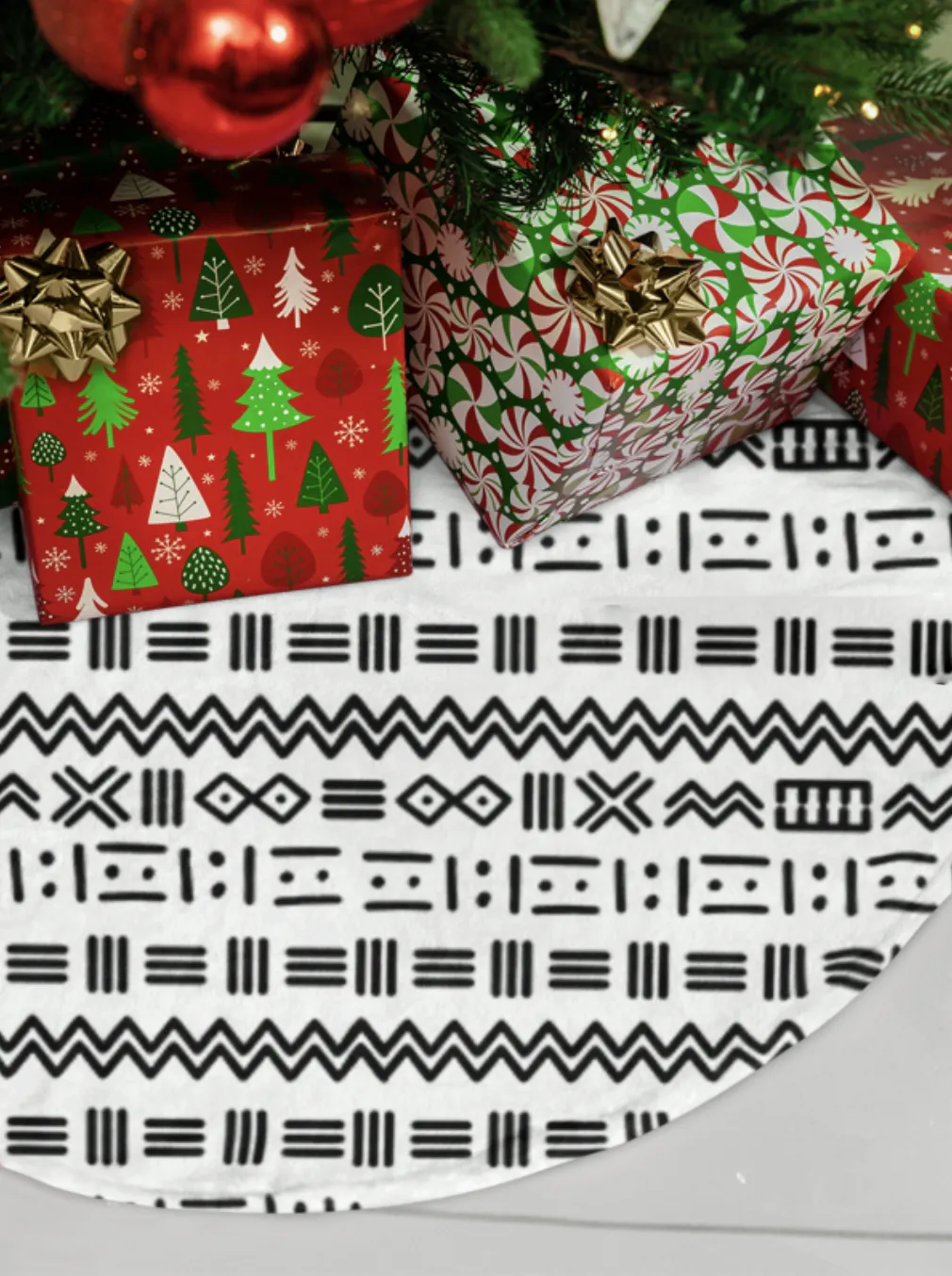 Tree Skirts - Geometric Mailian Mudcloth Print #3