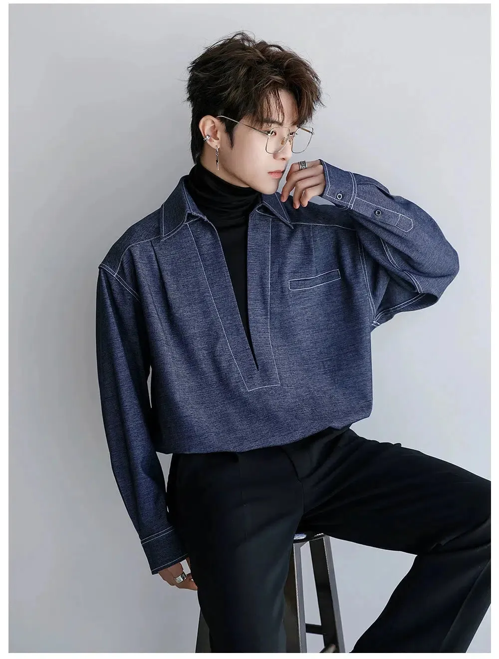 Two-piece V-Neck Long Sleeve Shirt