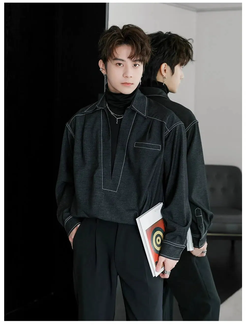 Two-piece V-Neck Long Sleeve Shirt