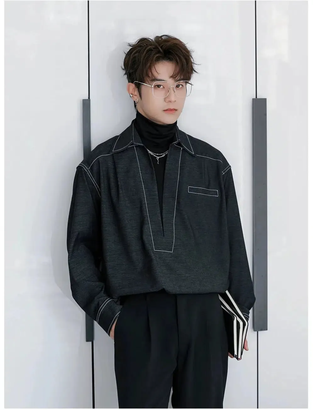 Two-piece V-Neck Long Sleeve Shirt