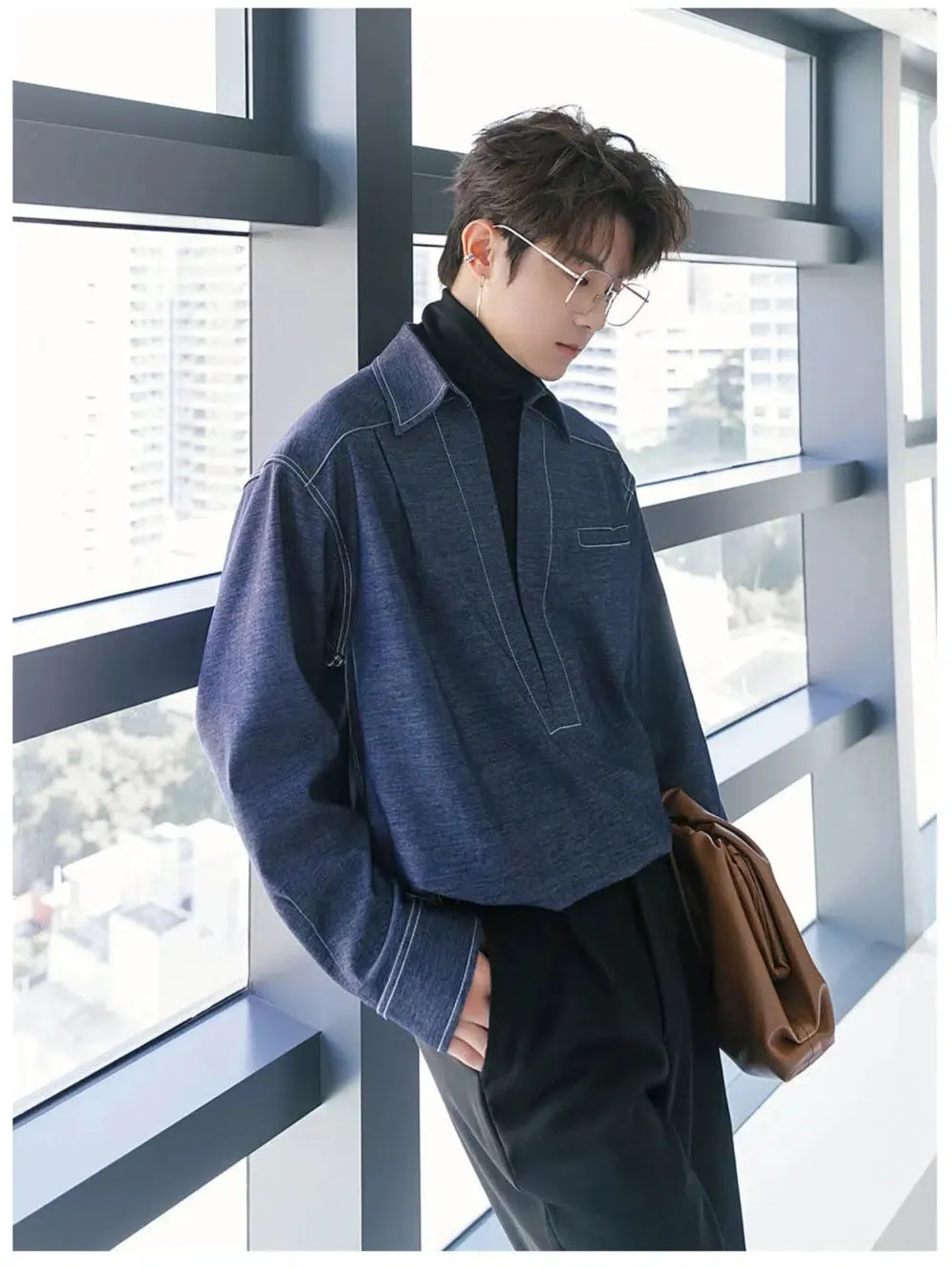 Two-piece V-Neck Long Sleeve Shirt