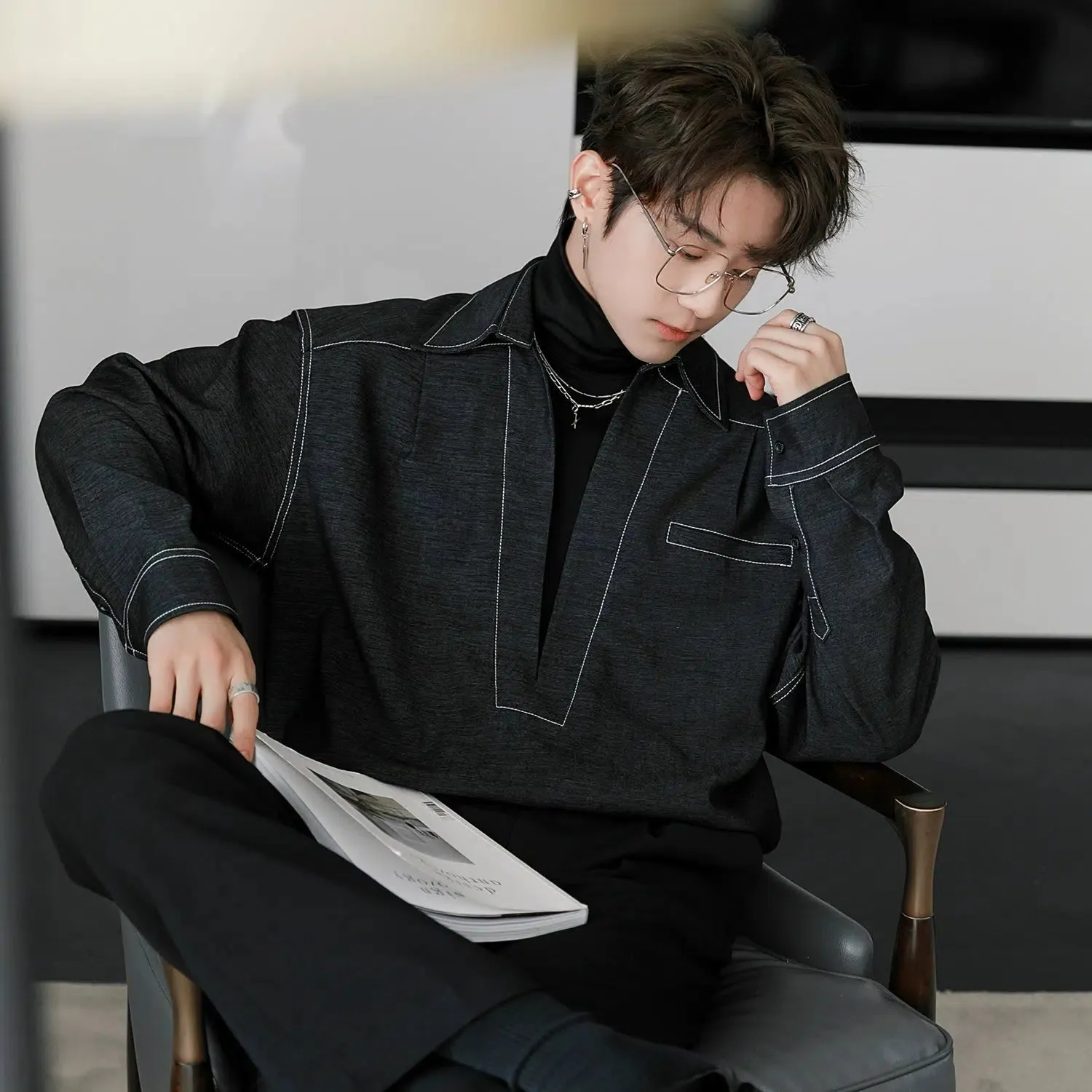 Two-piece V-Neck Long Sleeve Shirt