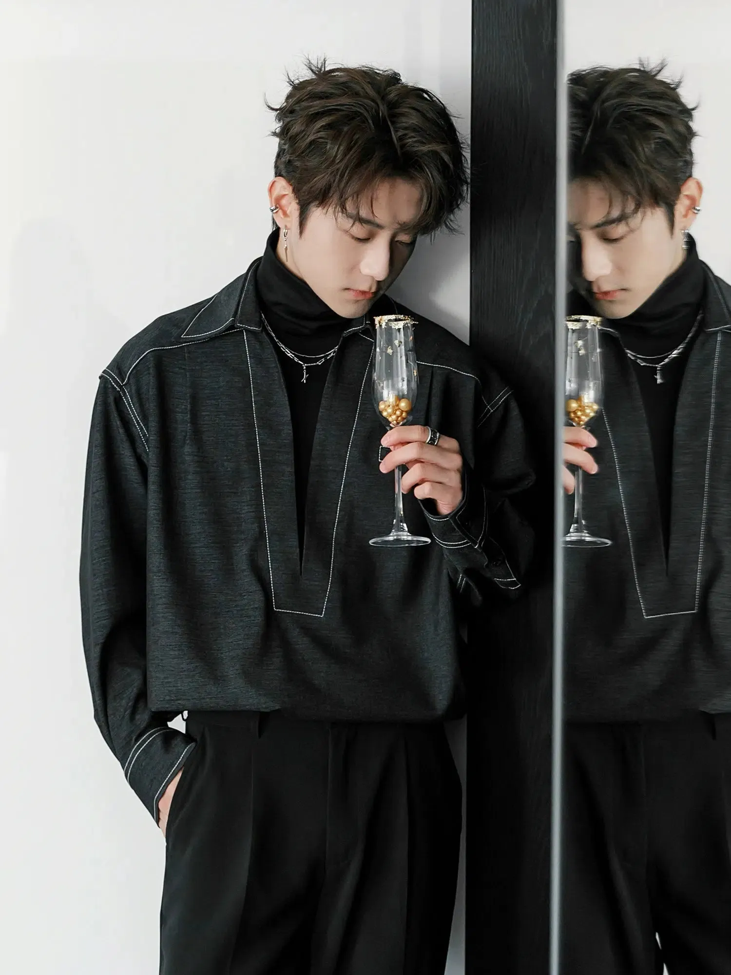 Two-piece V-Neck Long Sleeve Shirt