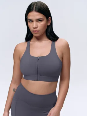 Ultimate Zip Front Bra - Dark Grey