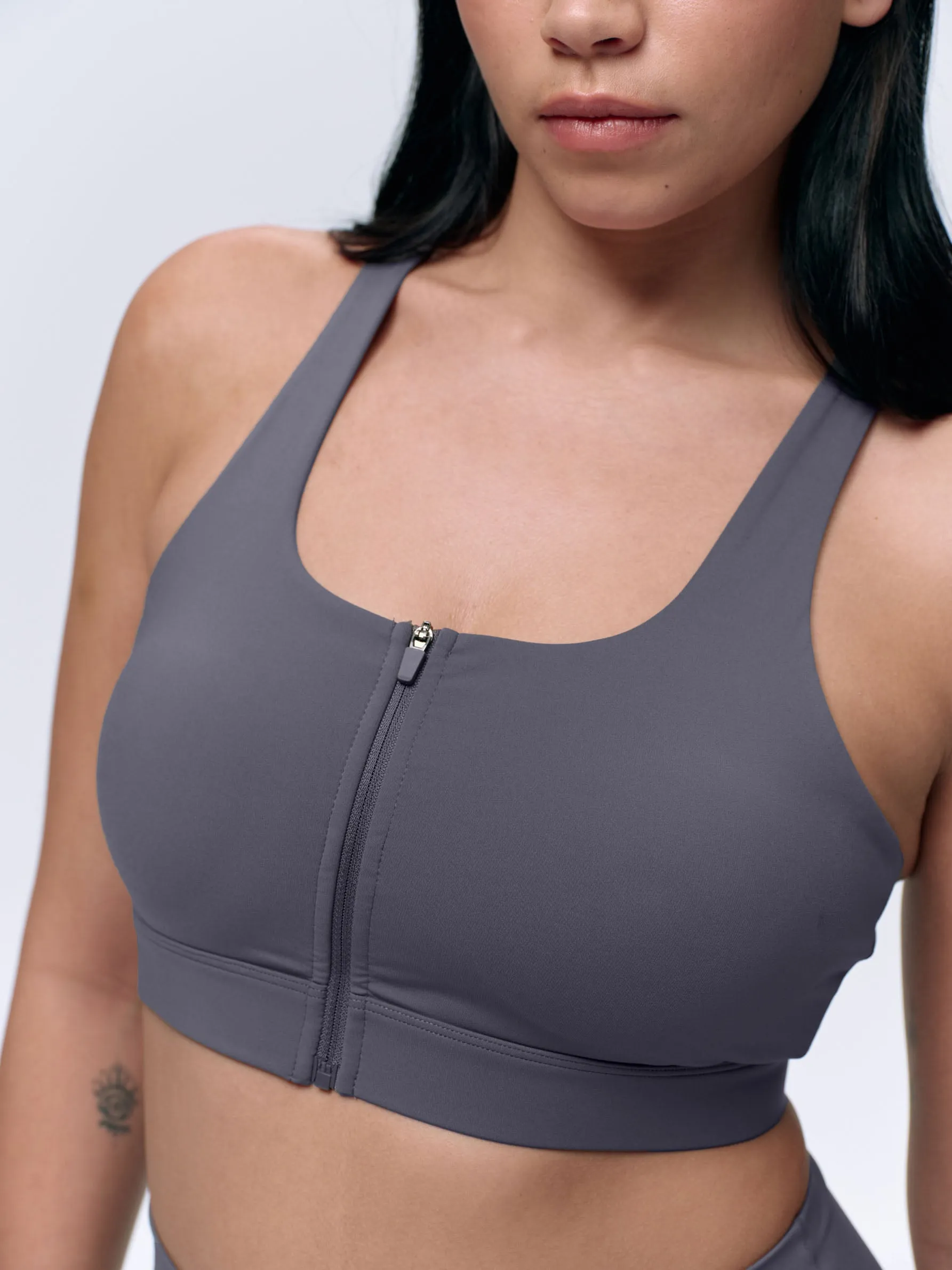 Ultimate Zip Front Bra - Dark Grey