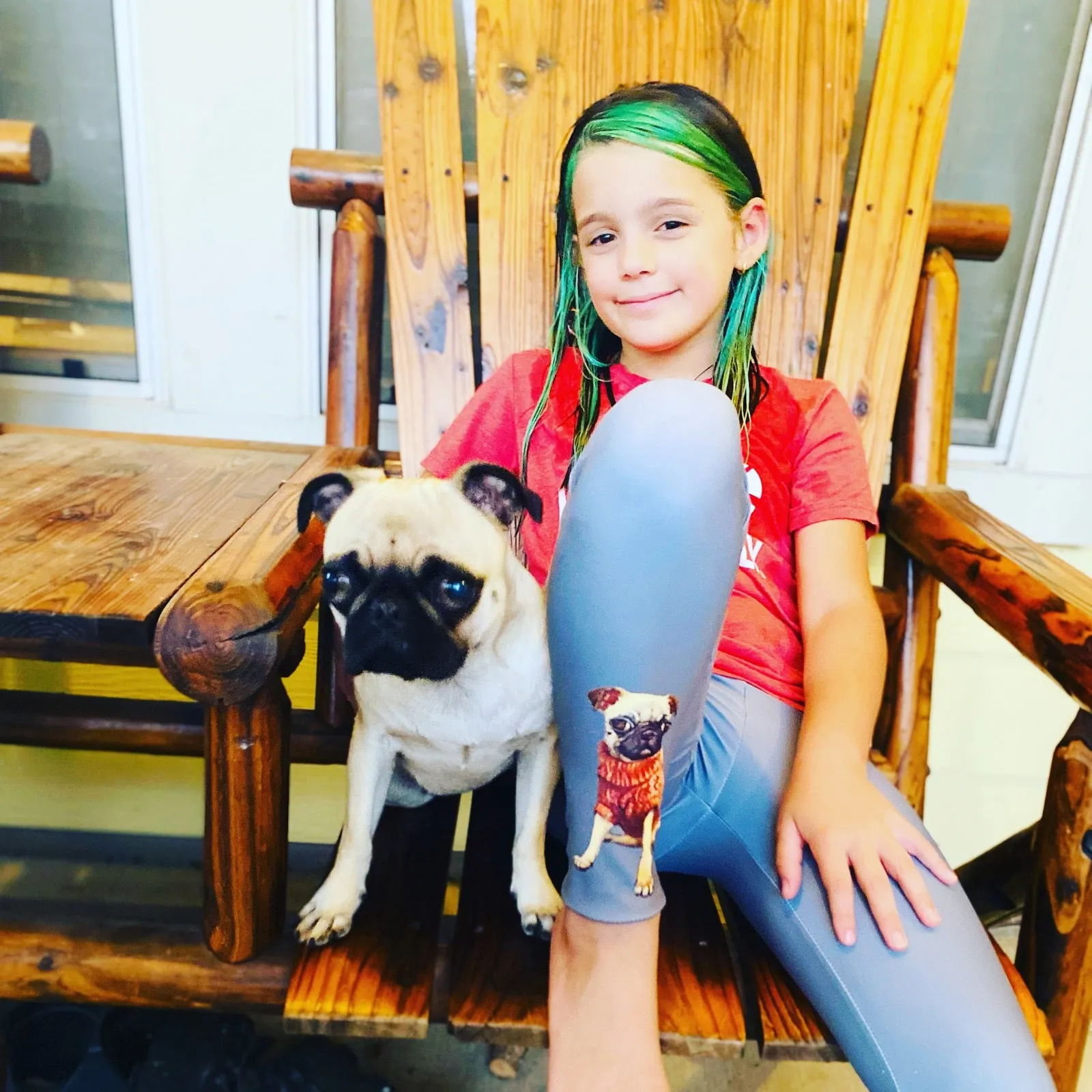 Whimsy Fit Grey Pug Girls Leggings