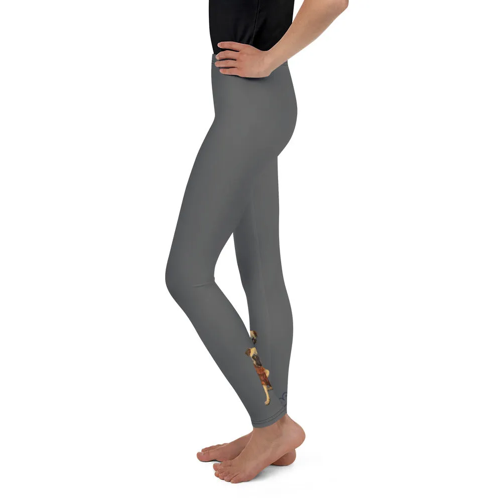 Whimsy Fit Grey Pug Girls Leggings