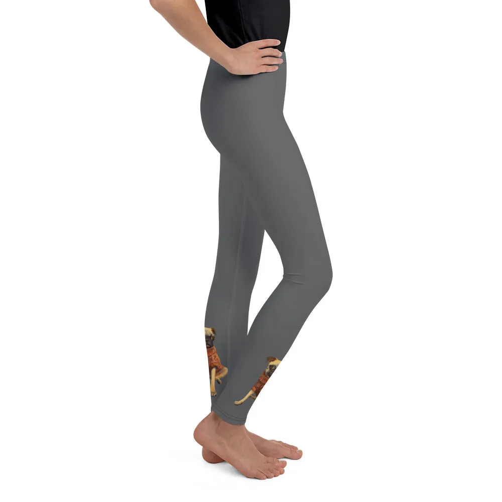 Whimsy Fit Grey Pug Girls Leggings