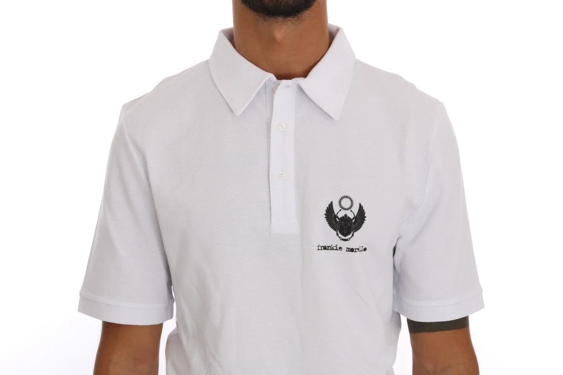 White Cotton Stretch Polo T-Shirt