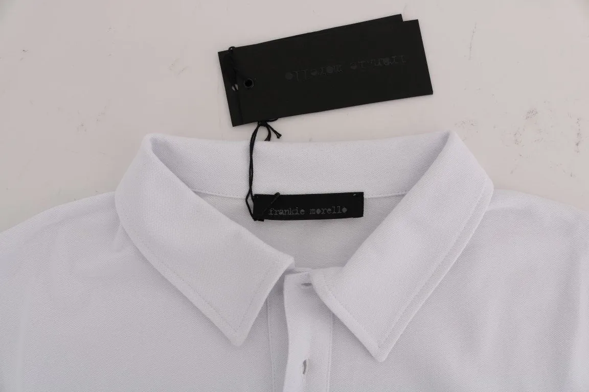 White Cotton Stretch Polo T-Shirt