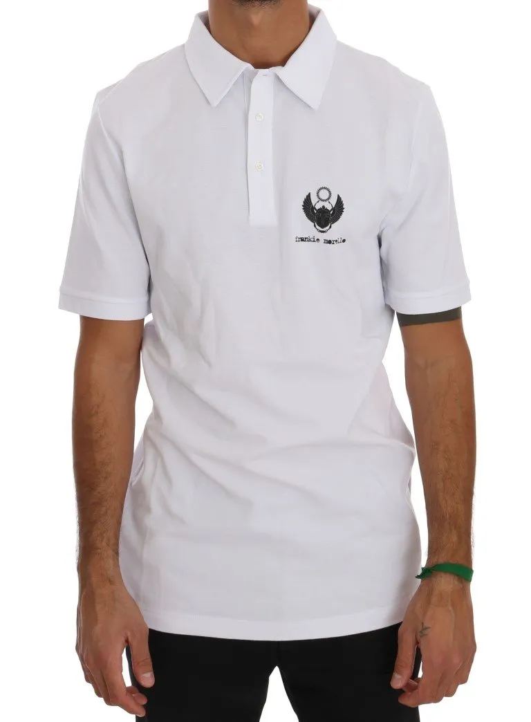 White Cotton Stretch Polo T-Shirt