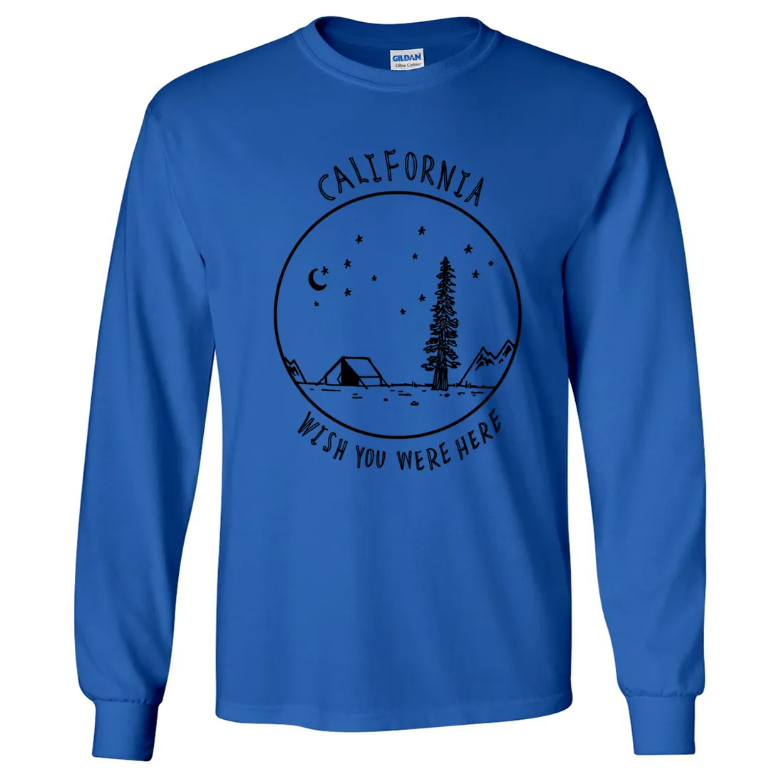 Wish You Were Here Black Print Long Sleeve Shirt
