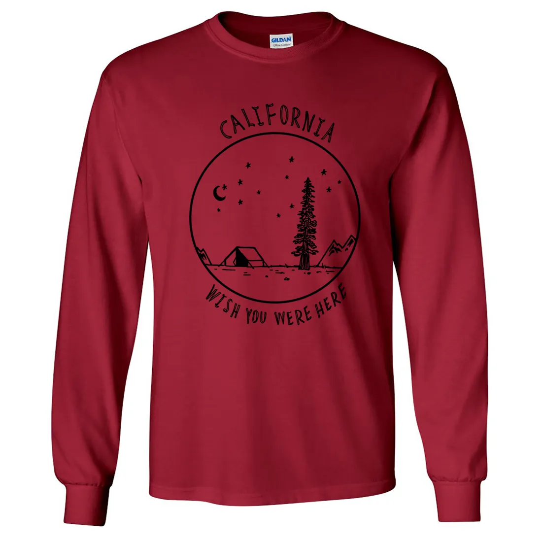 Wish You Were Here Black Print Long Sleeve Shirt