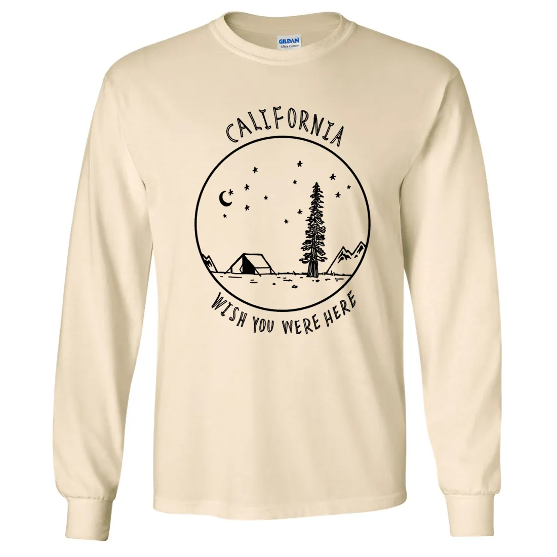 Wish You Were Here Black Print Long Sleeve Shirt