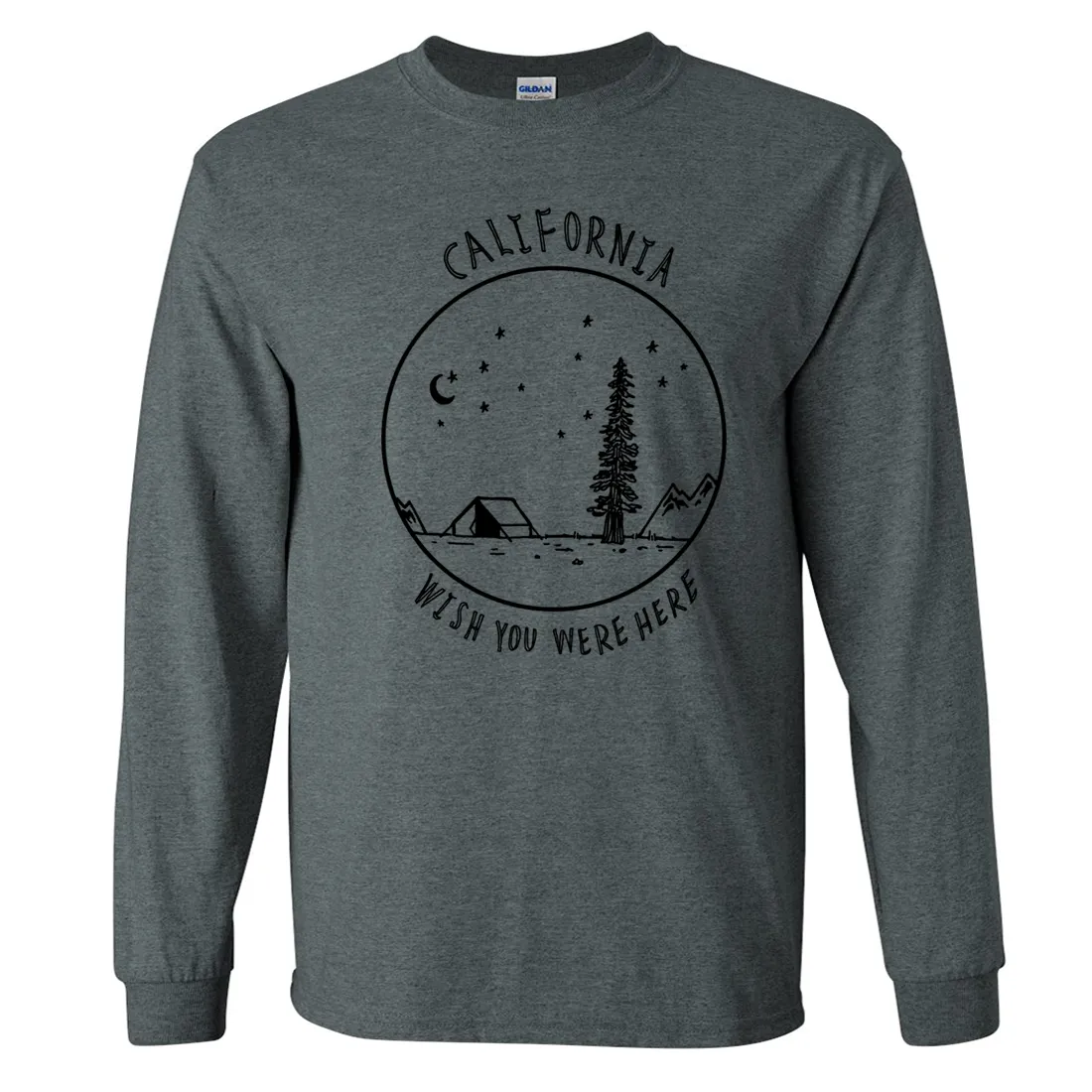 Wish You Were Here Black Print Long Sleeve Shirt