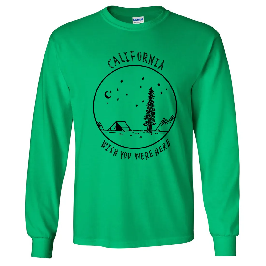 Wish You Were Here Black Print Long Sleeve Shirt
