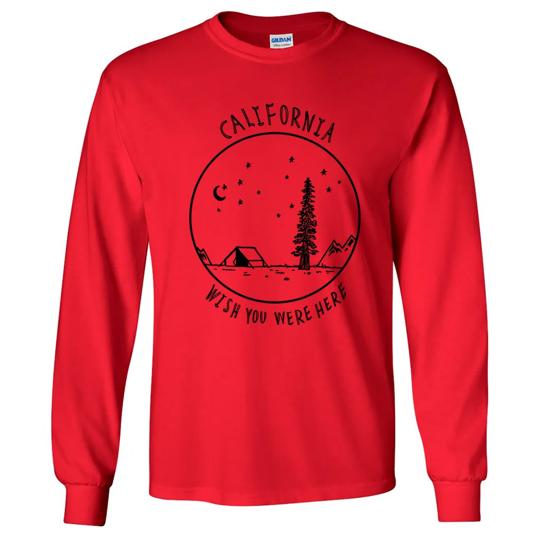 Wish You Were Here Black Print Long Sleeve Shirt