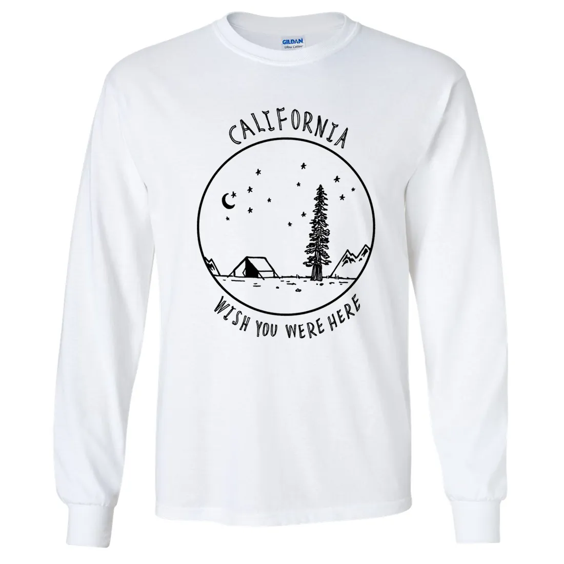 Wish You Were Here Black Print Long Sleeve Shirt