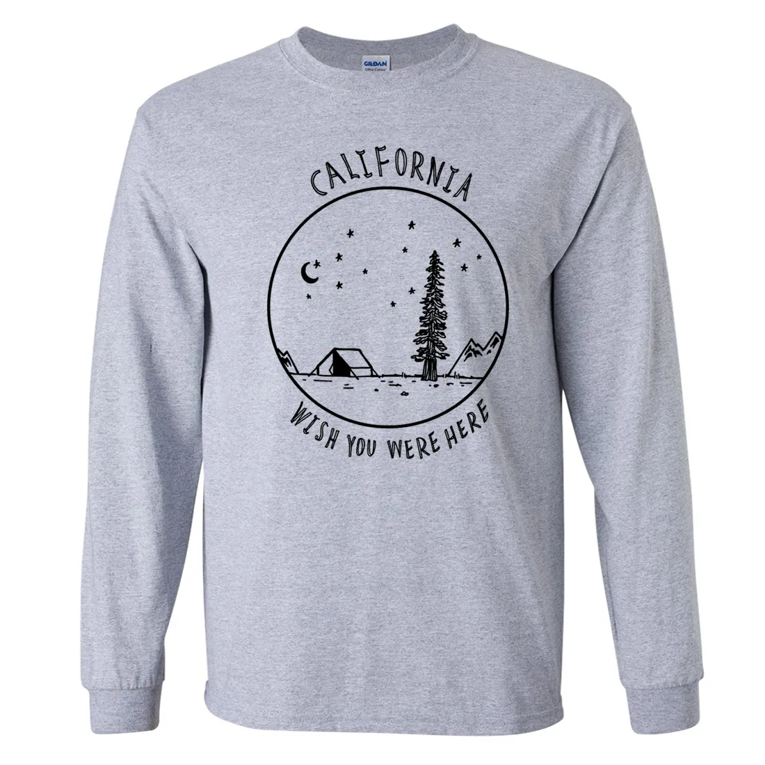 Wish You Were Here Black Print Long Sleeve Shirt