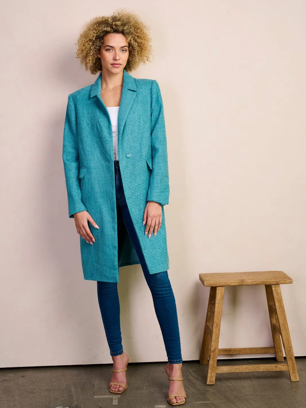 WOMEN'S LONG SLEEVE BUTTON CLOSURE POCKETS COAT