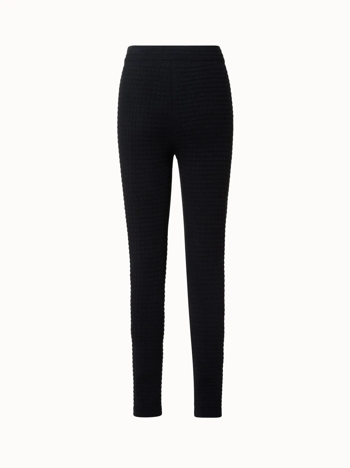 Wool Silk Stretch Trapezoid Grid Knit Leggings
