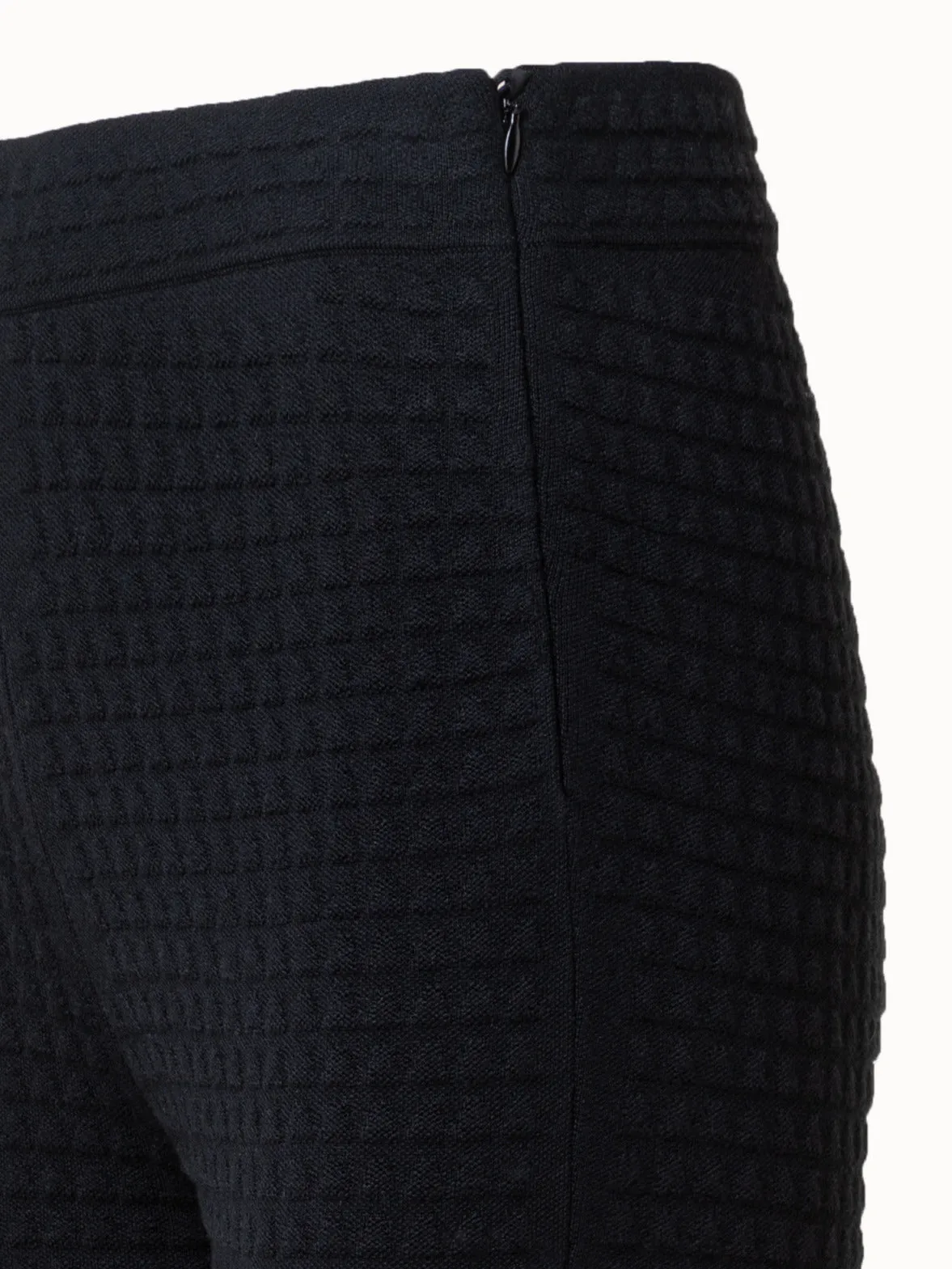 Wool Silk Stretch Trapezoid Grid Knit Leggings